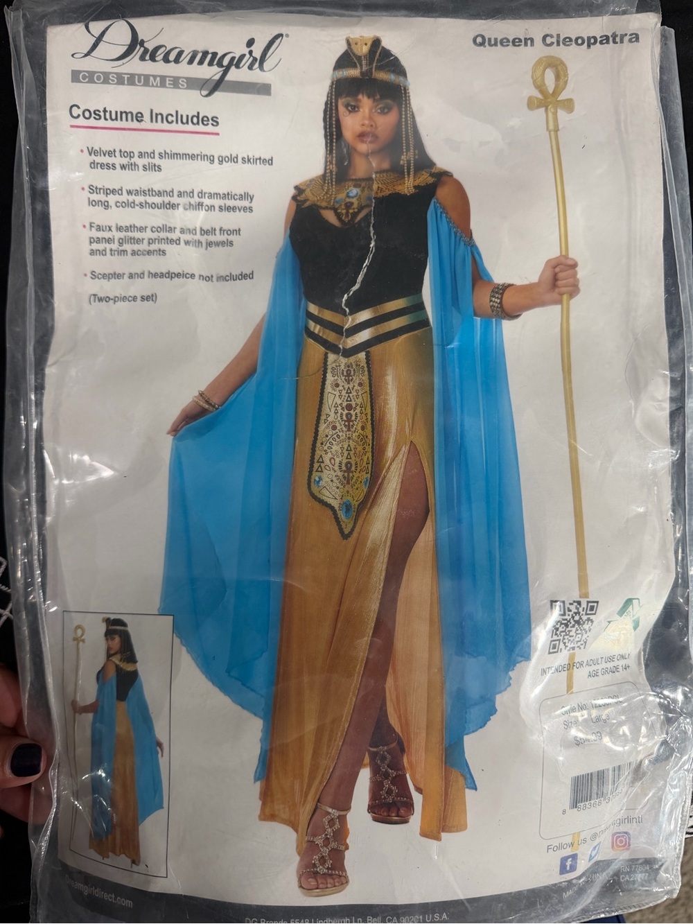 Dreamgirl Queen Cleopatra Costume - Gold, Black, Blue